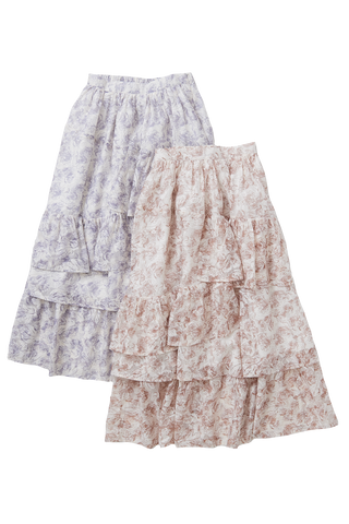 Floral print tiered skirt