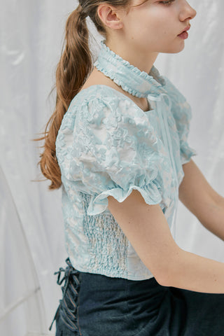 Flower jacquard blouse